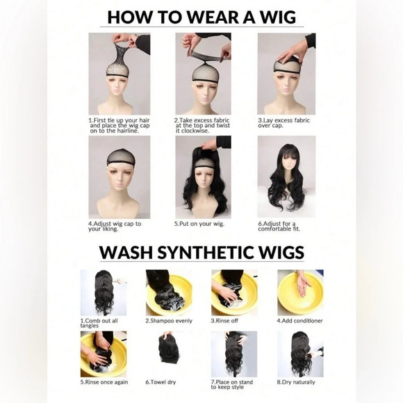 25 Inch Chocolate Brown Wavy Long Wig With Bangs - Picture 10 of 10